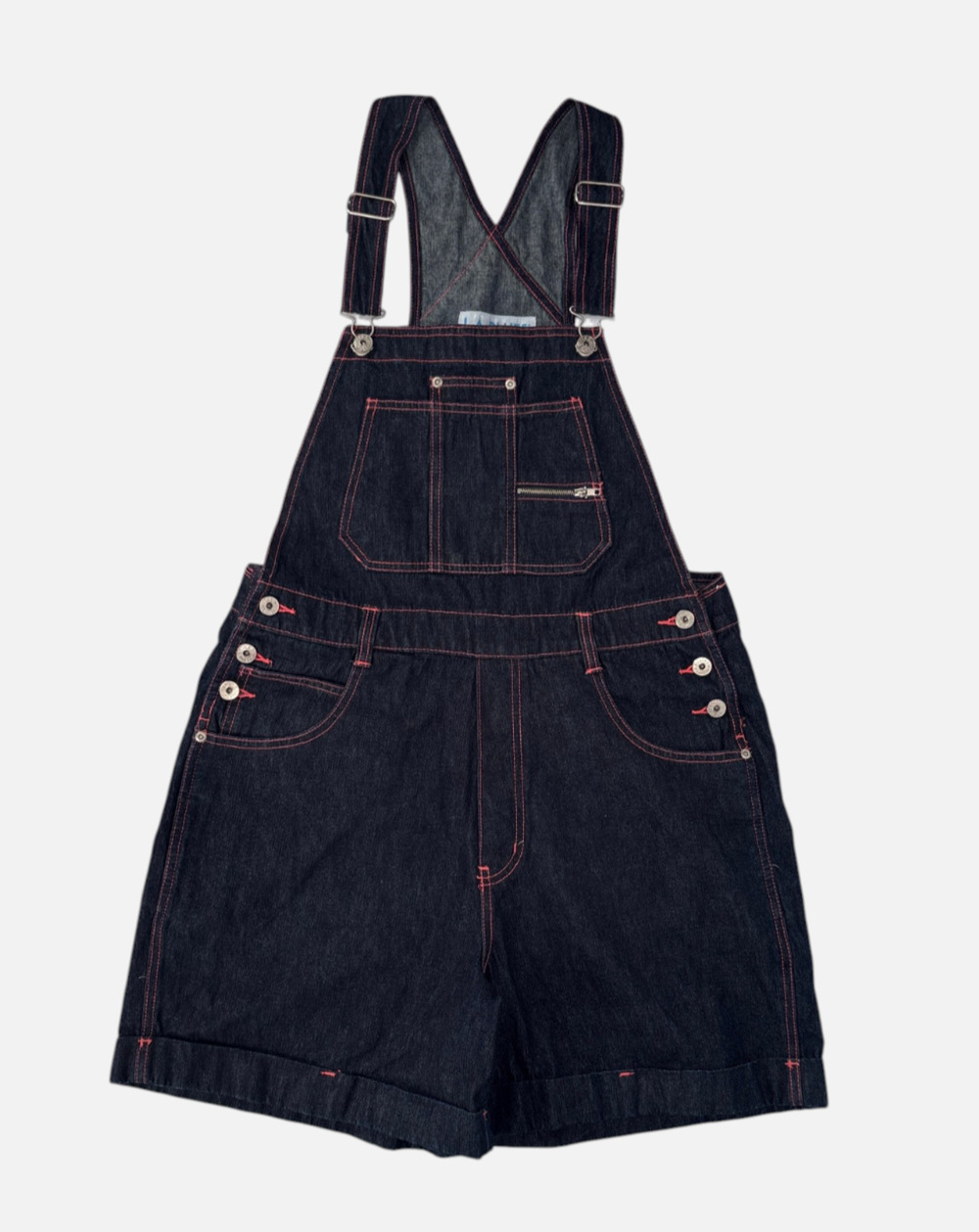 Vtg LA BLUES Women’s Denim Shortalls Medium Jean Bib Overall Shorts Farmcore